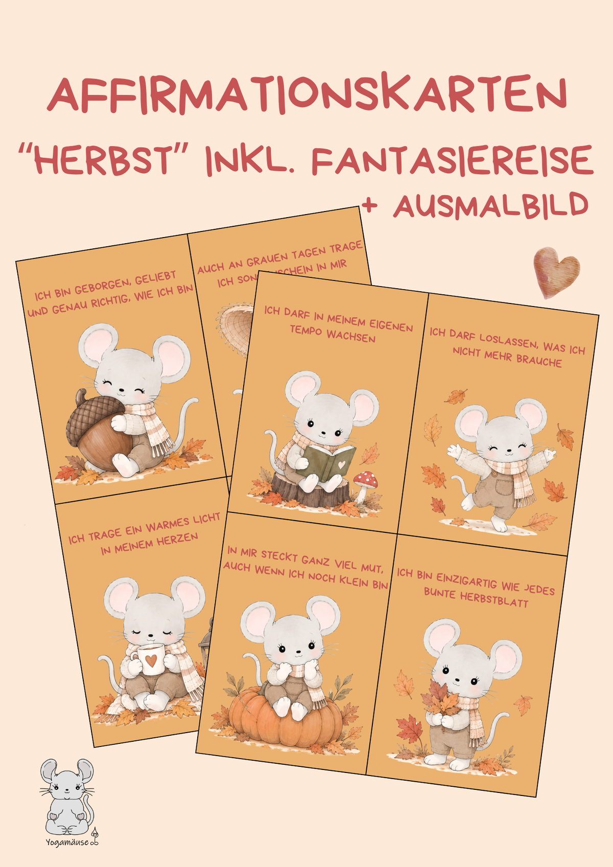 Affirmationskarten „Herbst“ inkl. Fantasiereise & Ausmalbild - digital ♥