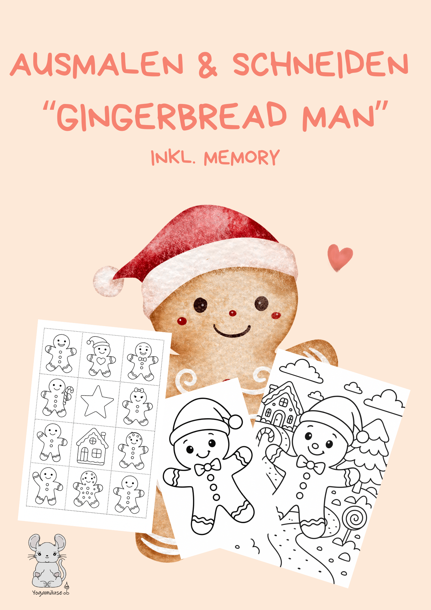 Ausmal- und Ausschneidebild „Gingerbread Man“ - digital ♥