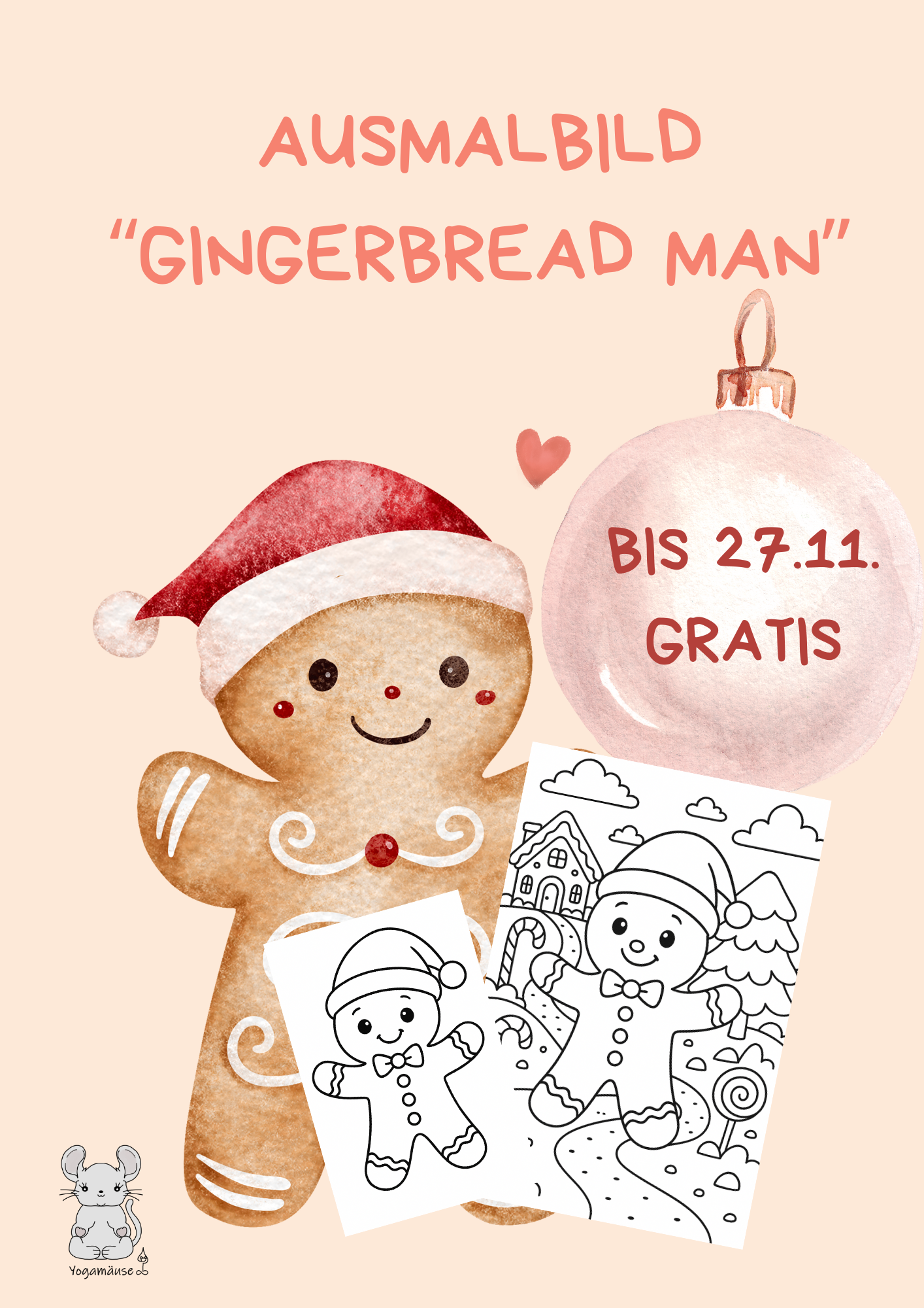 Ausmal- und Ausschneidebild „Gingerbread Man“ - digital ♥