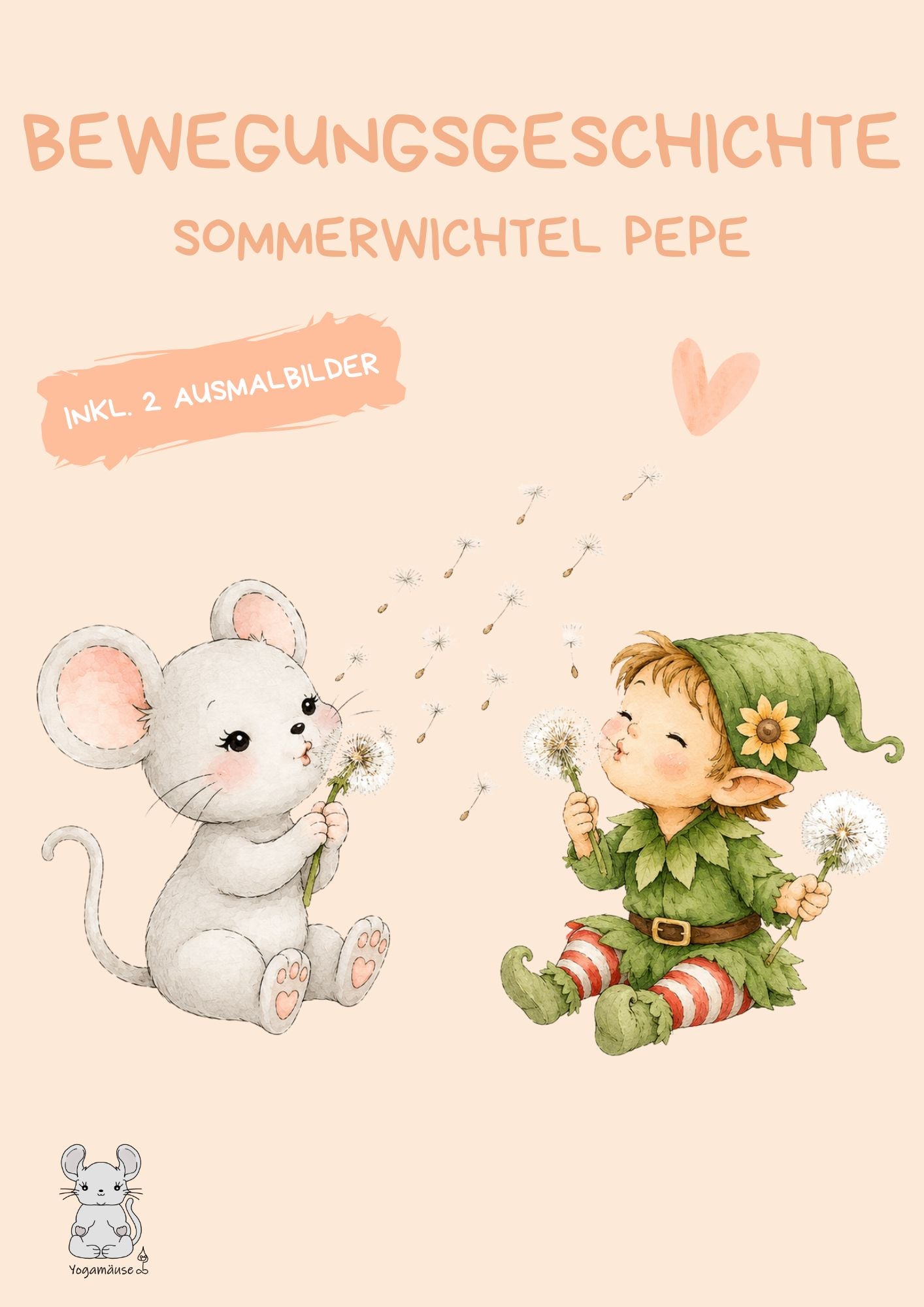 Bewegungsgeschichte „Sommerwichtel Pepe“ inkl. 2 Ausmalbilder - digital ♥