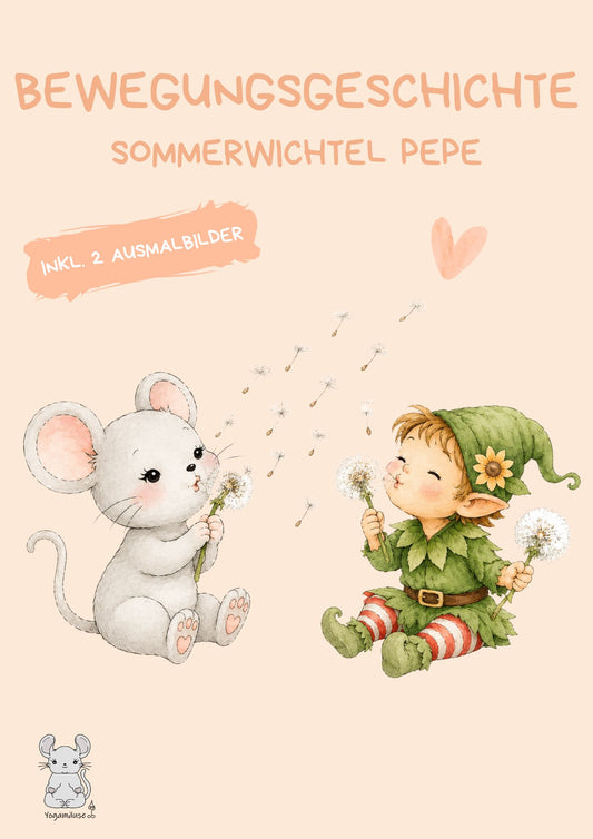 Bewegungsgeschichte „Sommerwichtel Pepe“ inkl. 2 Ausmalbilder - digital ♥